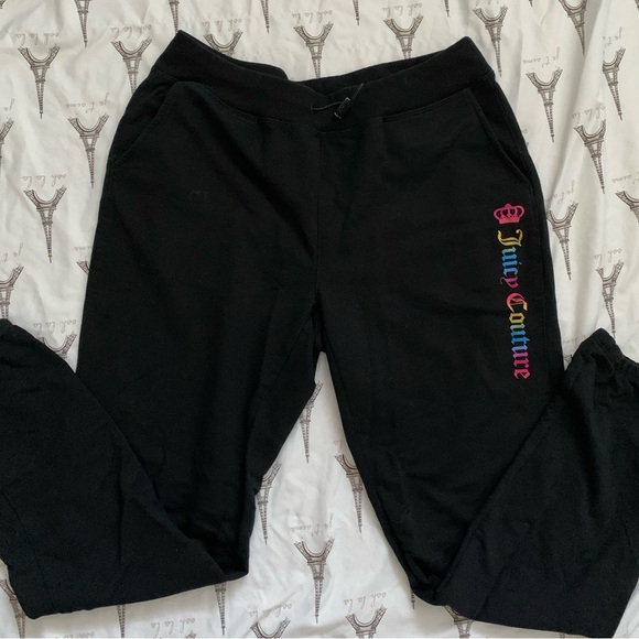 juicy couture black sweatpants with rainbow detail size S women’s - Picture 1 of 5